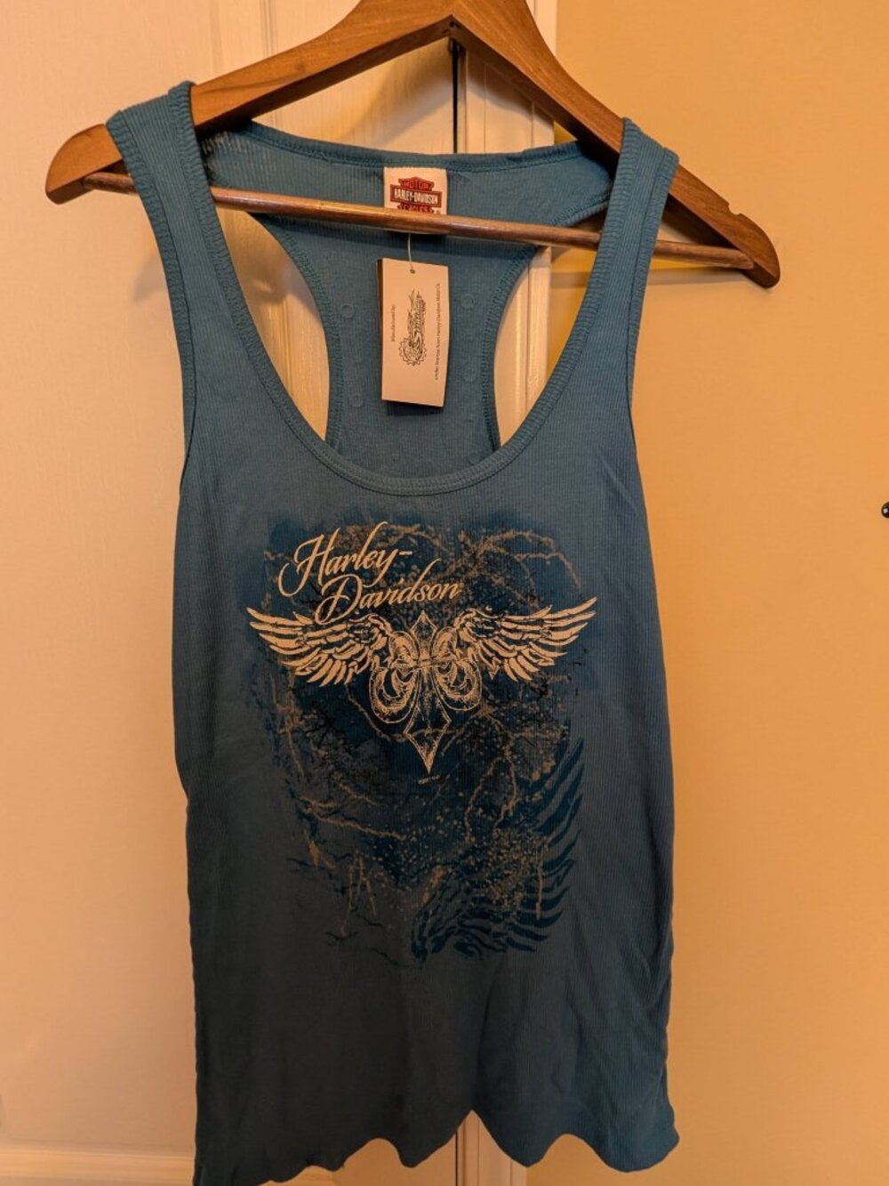 NWT Harley-Davidson Women's Teal Ribbed Studded Racerback Tank Top - 2XL